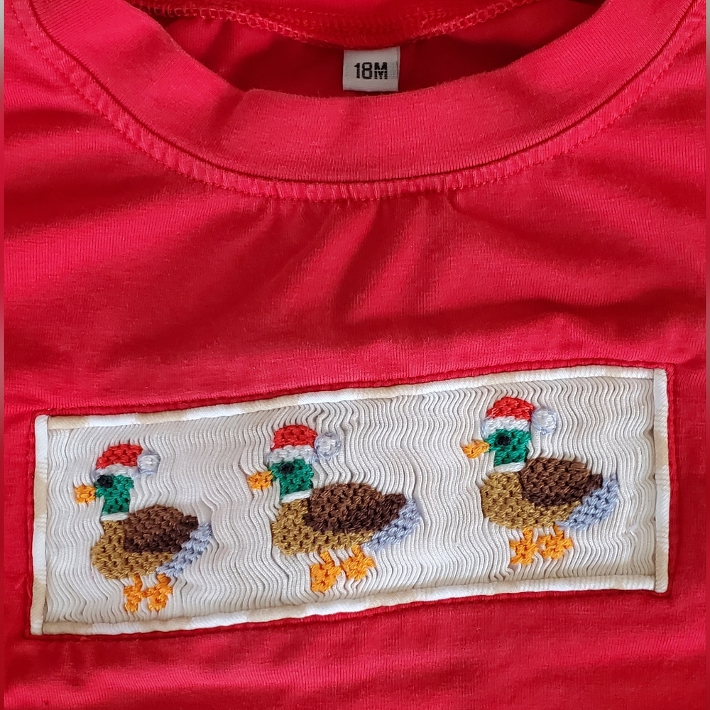 18 month Long Sleeve Smocked Christmas Ducks